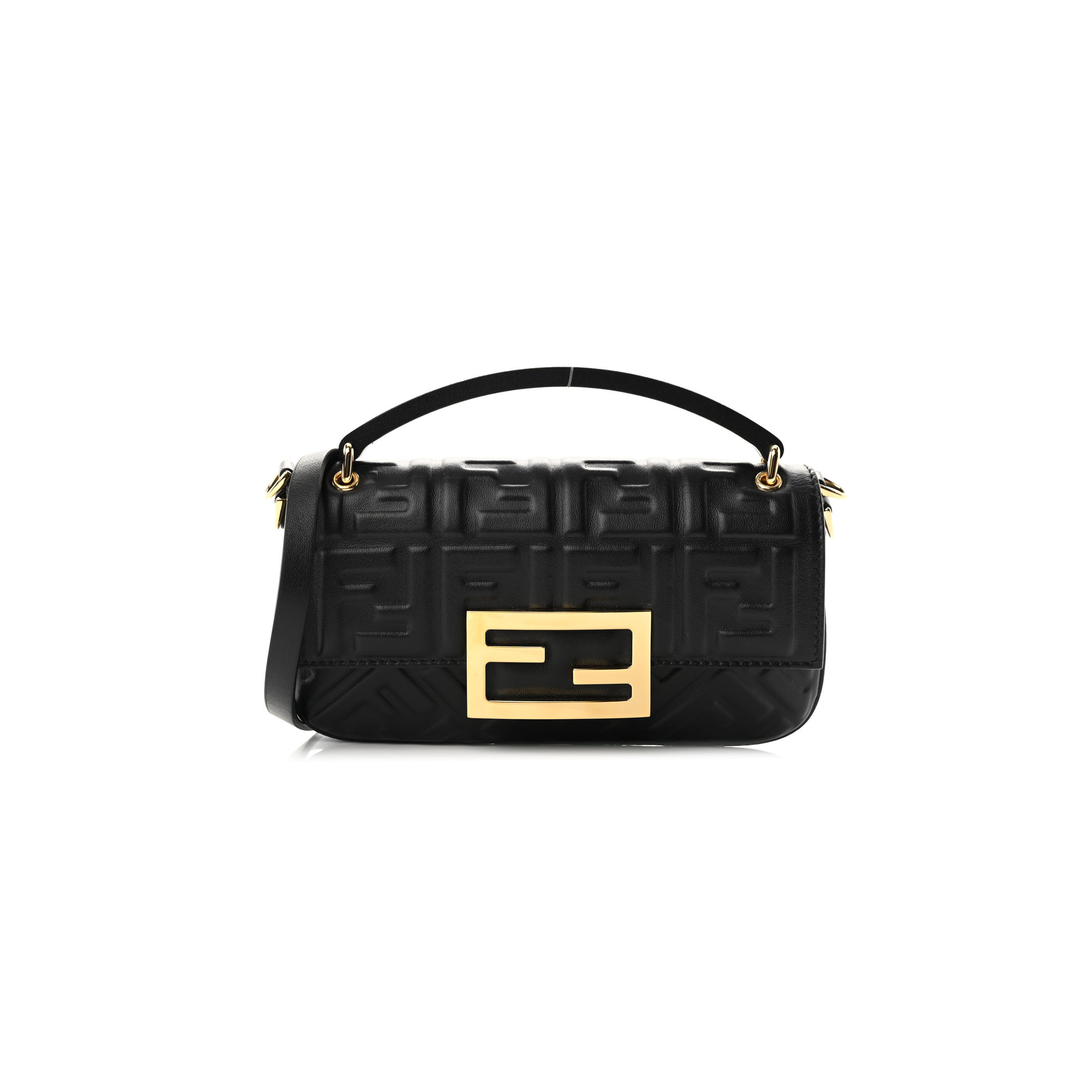 F**di nappa ff 1974 embossed phone baguette black (18.5*10*2.5cm)